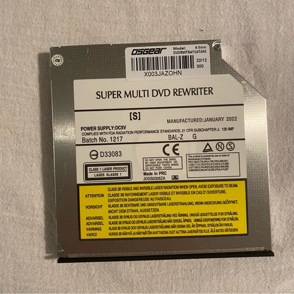 -OSGEAR Internal 9.5mm SATA 8X Super Multi DVD Rewriter DVDRWTRAYSATA95